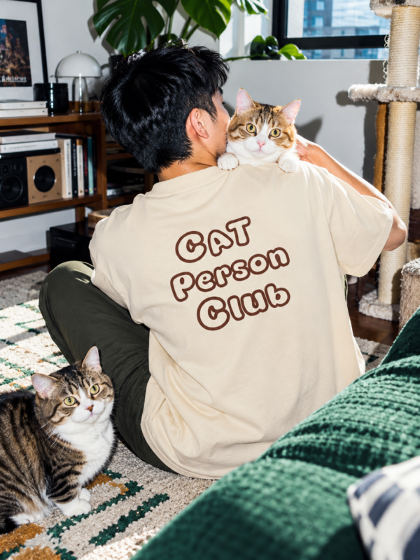 Space Pet Club Beige Cat Person Club T shirt Cat Person Club Oversized T-Shirt