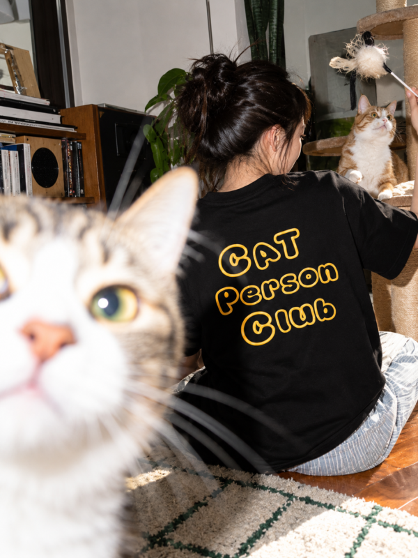 Space Pet Club Beige Cat Person Club T Shirt Cat Person Club Oversized T-Shirt